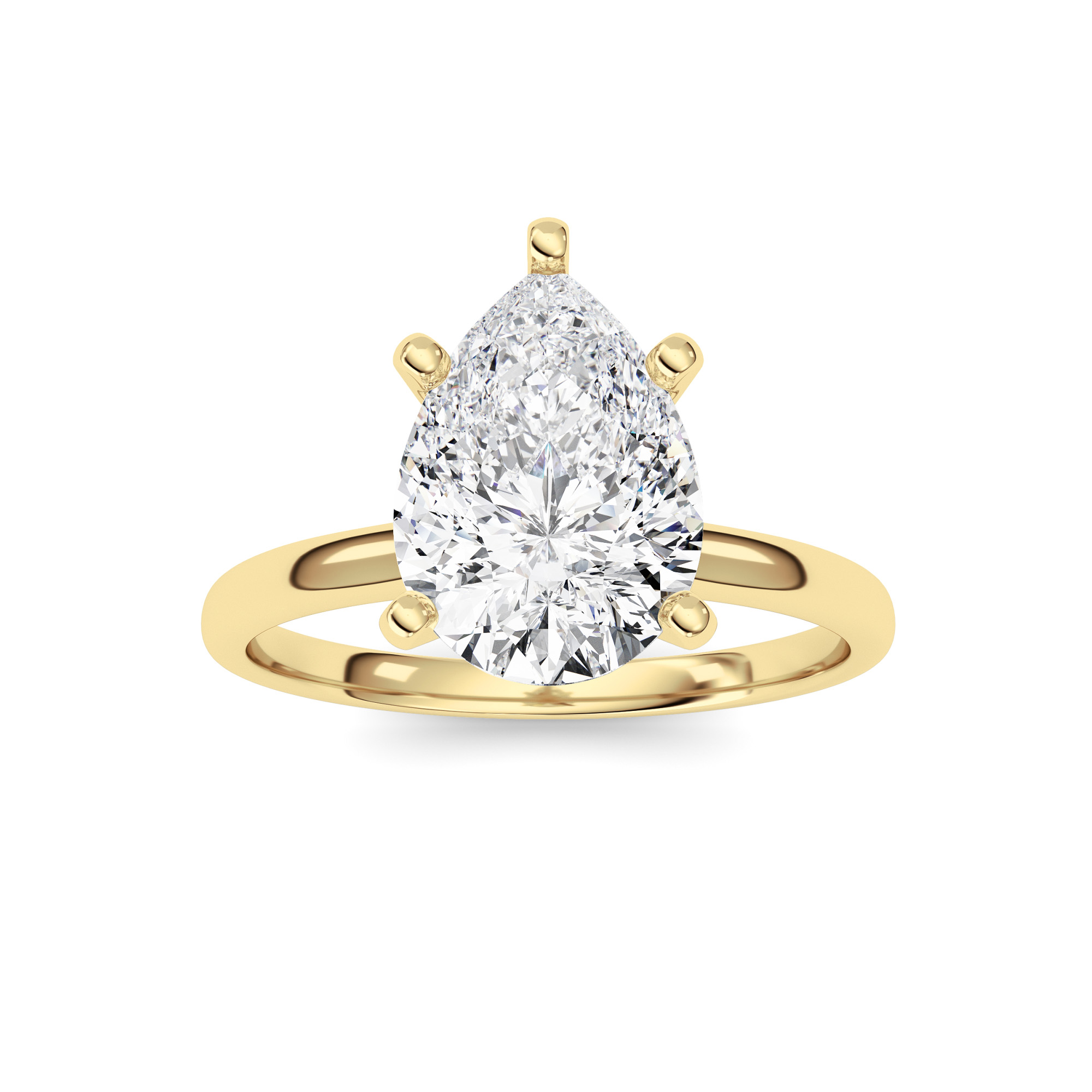2.00 CT Pear Diamond Ring in 14K Yellow Gold