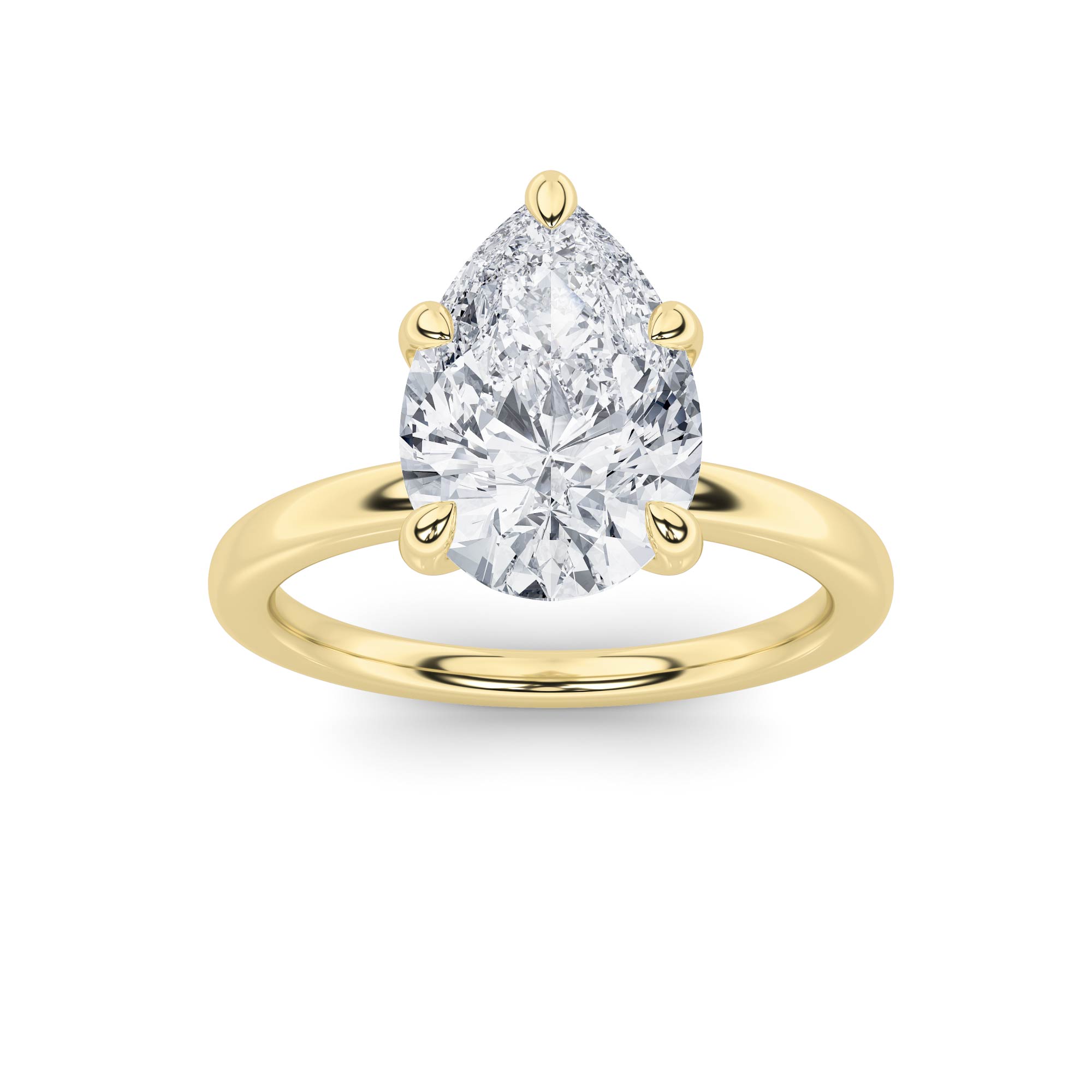 1.50 CT Pear Diamond Ring in 14K Yellow Gold