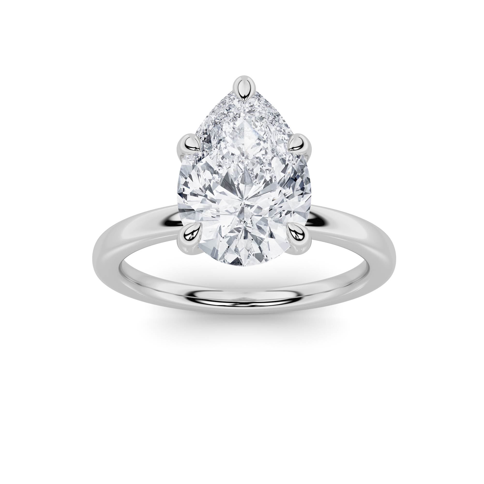 2.00 CT Pear Diamond Ring in 14K White Gold