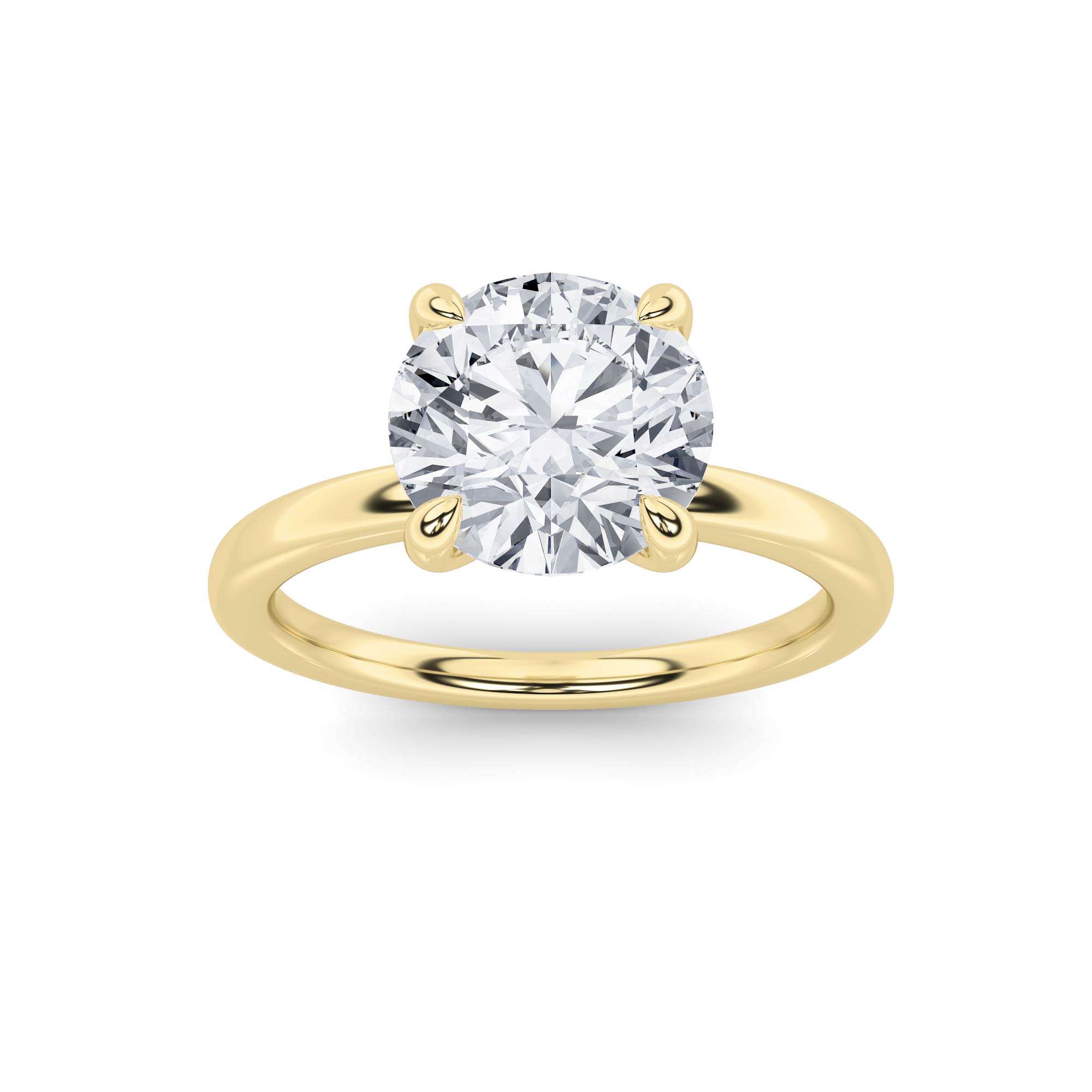 3.00 CT Round Diamond Ring in 14K Yellow Gold