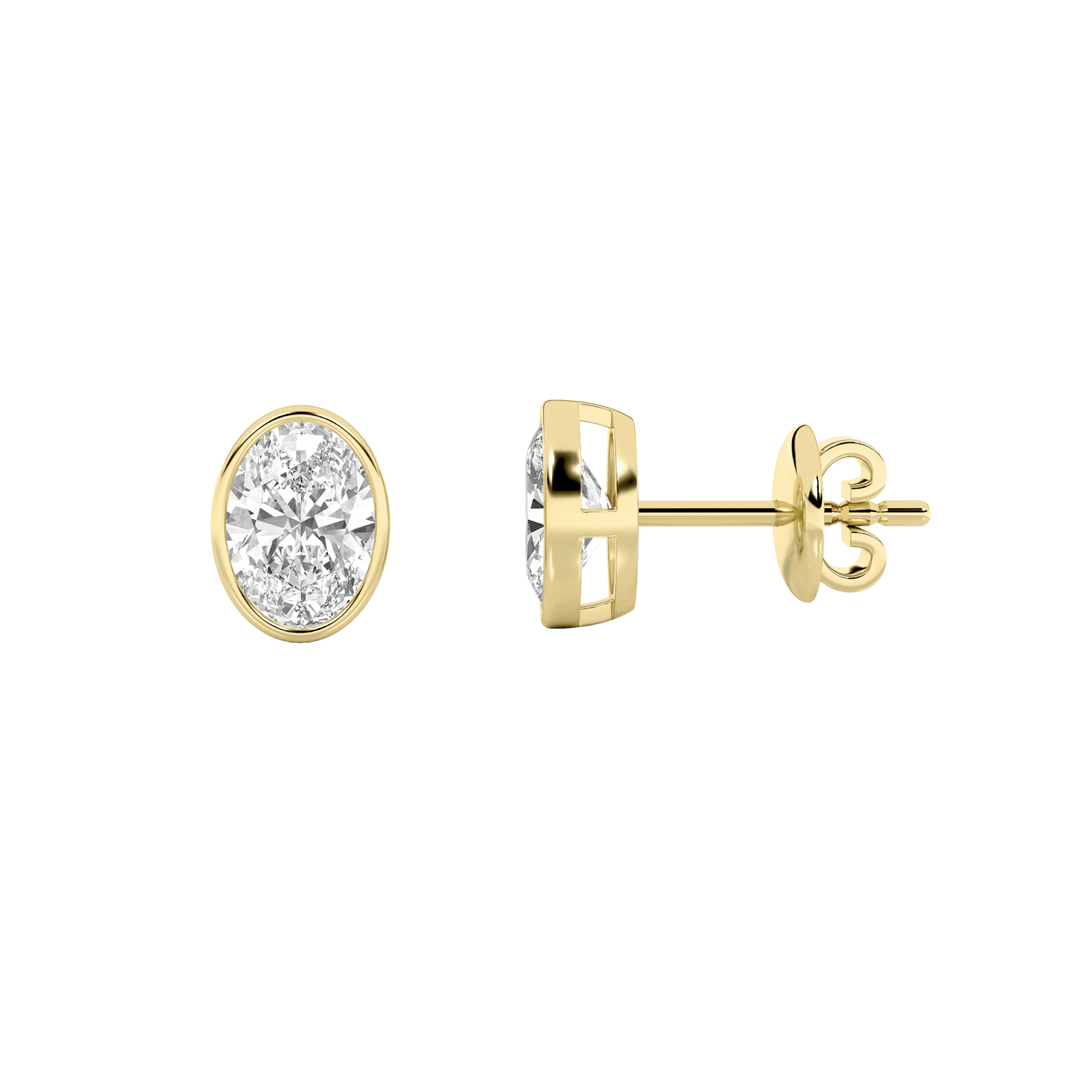 1.00 CT Oval Diamond Earring in 14K Yellow Gold
