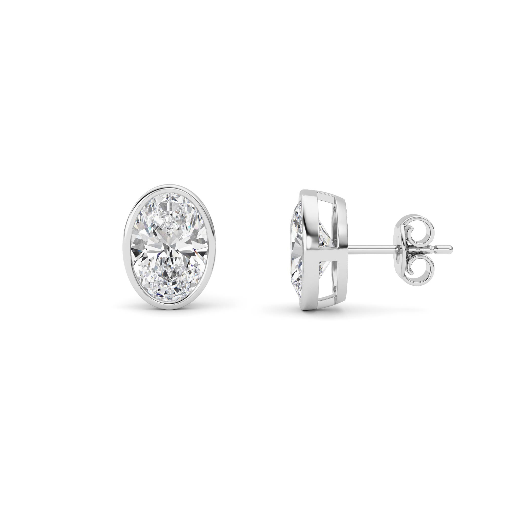 4.00 CT Oval Diamond Earring in 14K White Gold