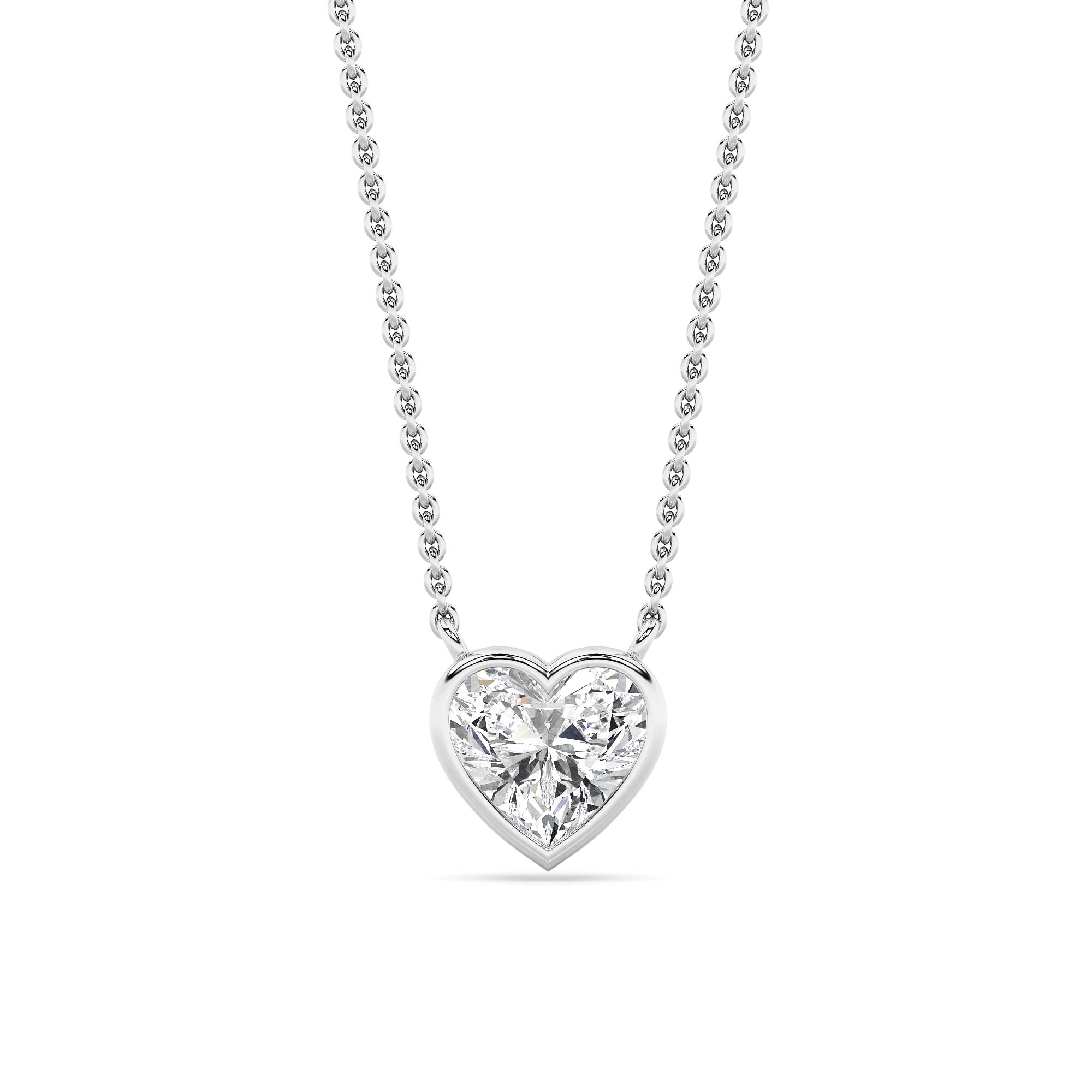 1.00 CT Heart Diamond Necklace in 14K White Gold