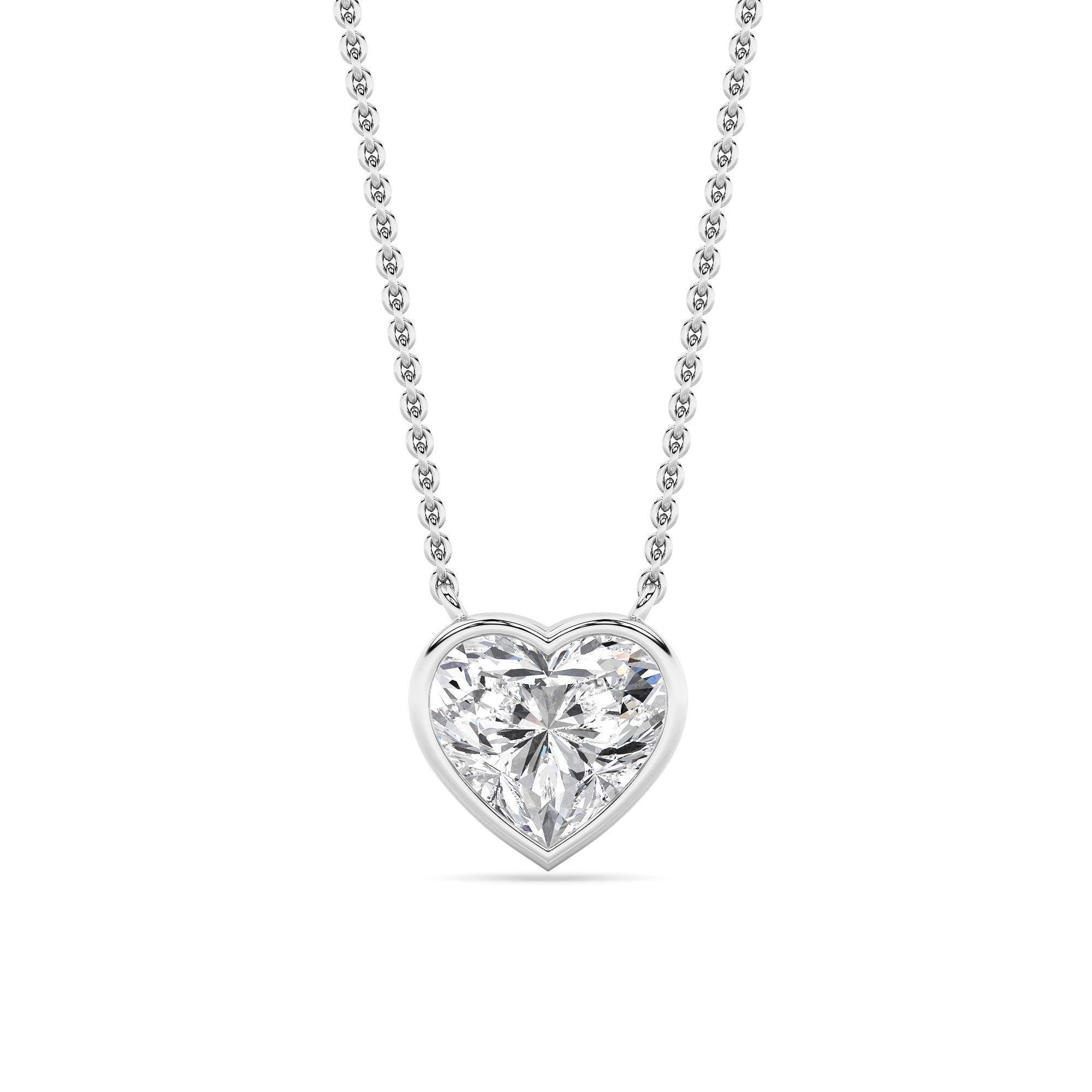2.00 CT Heart Diamond Necklace in 14K White Gold