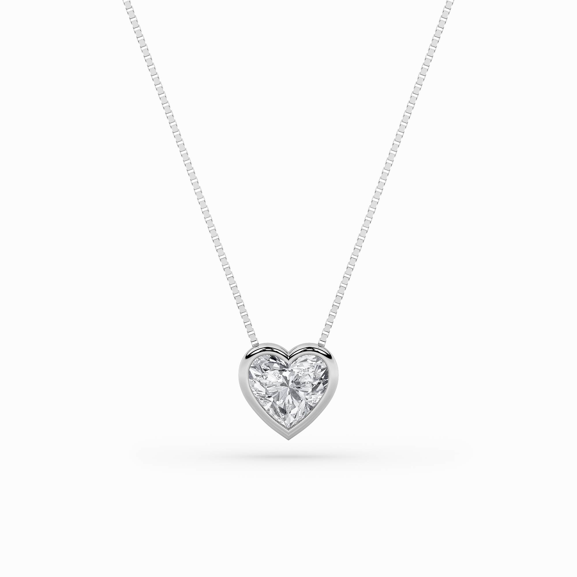 1.00 CT Heart Diamond Necklace in 14K White Gold