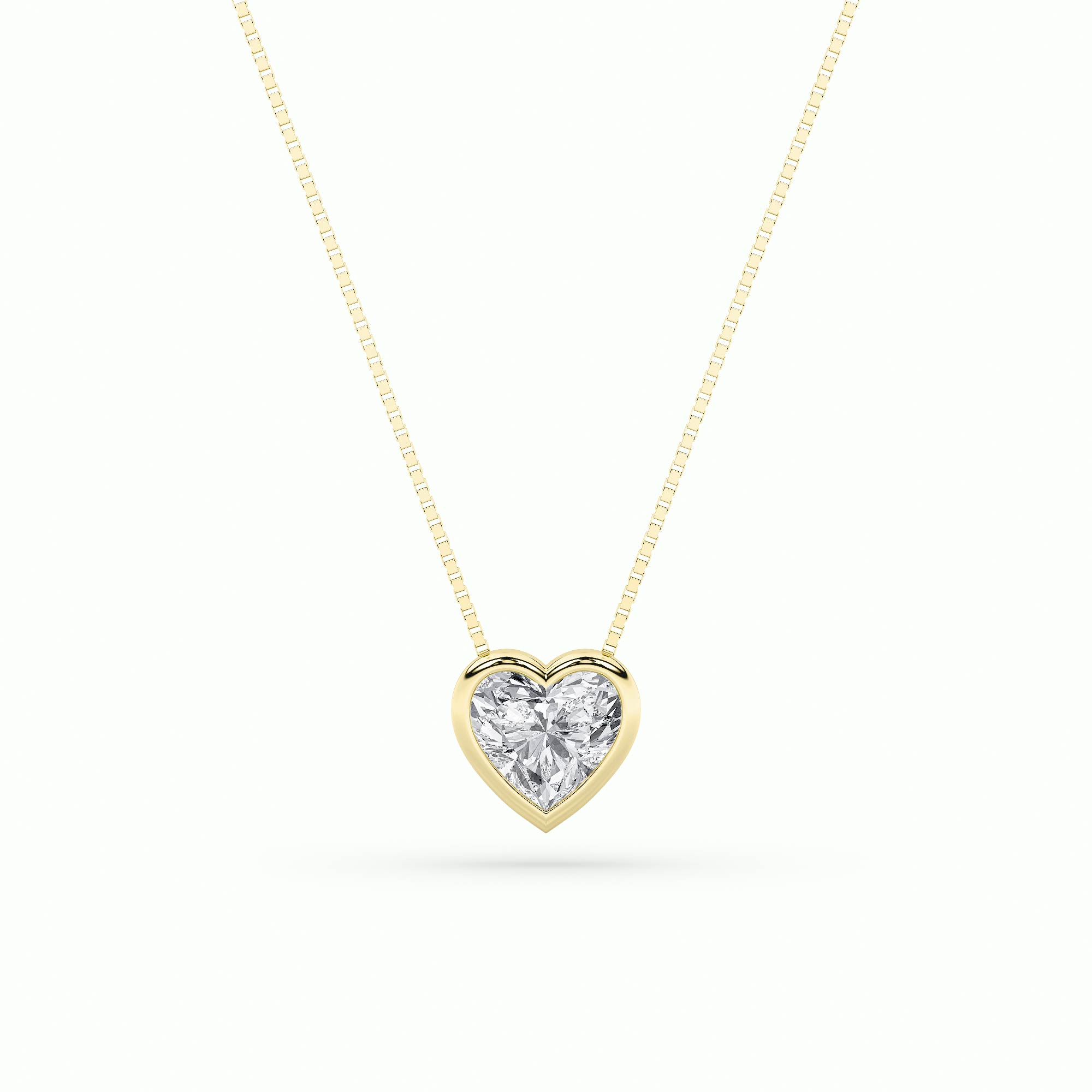 1.00 CT Heart Diamond Necklace in 14K Yellow Gold
