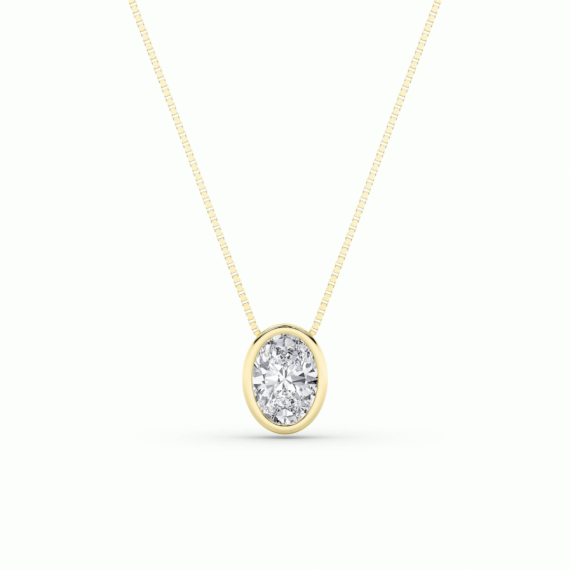 1.00 CT Oval Diamond Necklace in 14K Yellow Gold
