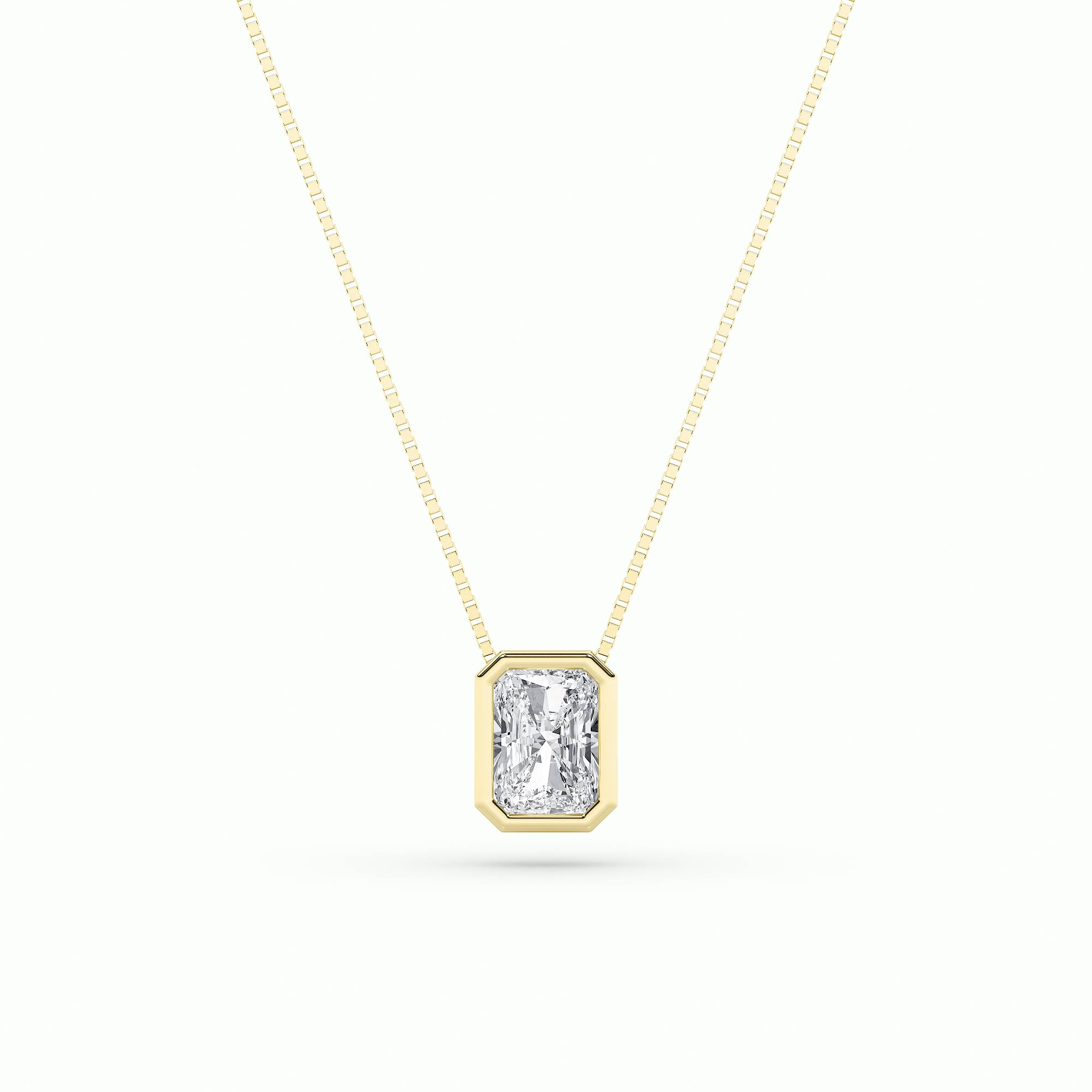 1.00 CT Radiant Diamond Necklace in 14K Yellow Gold