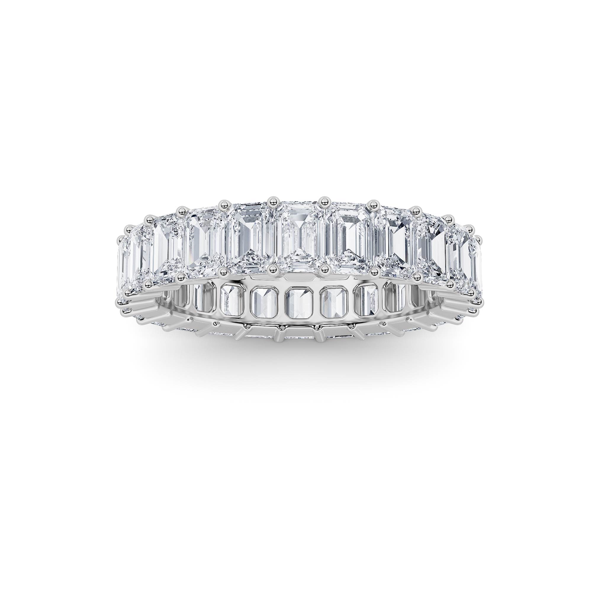 2.9Cttw Emerald Shaped Lab Grown Diamond ( F / VS ) Eternity Band set in 14K White Gold