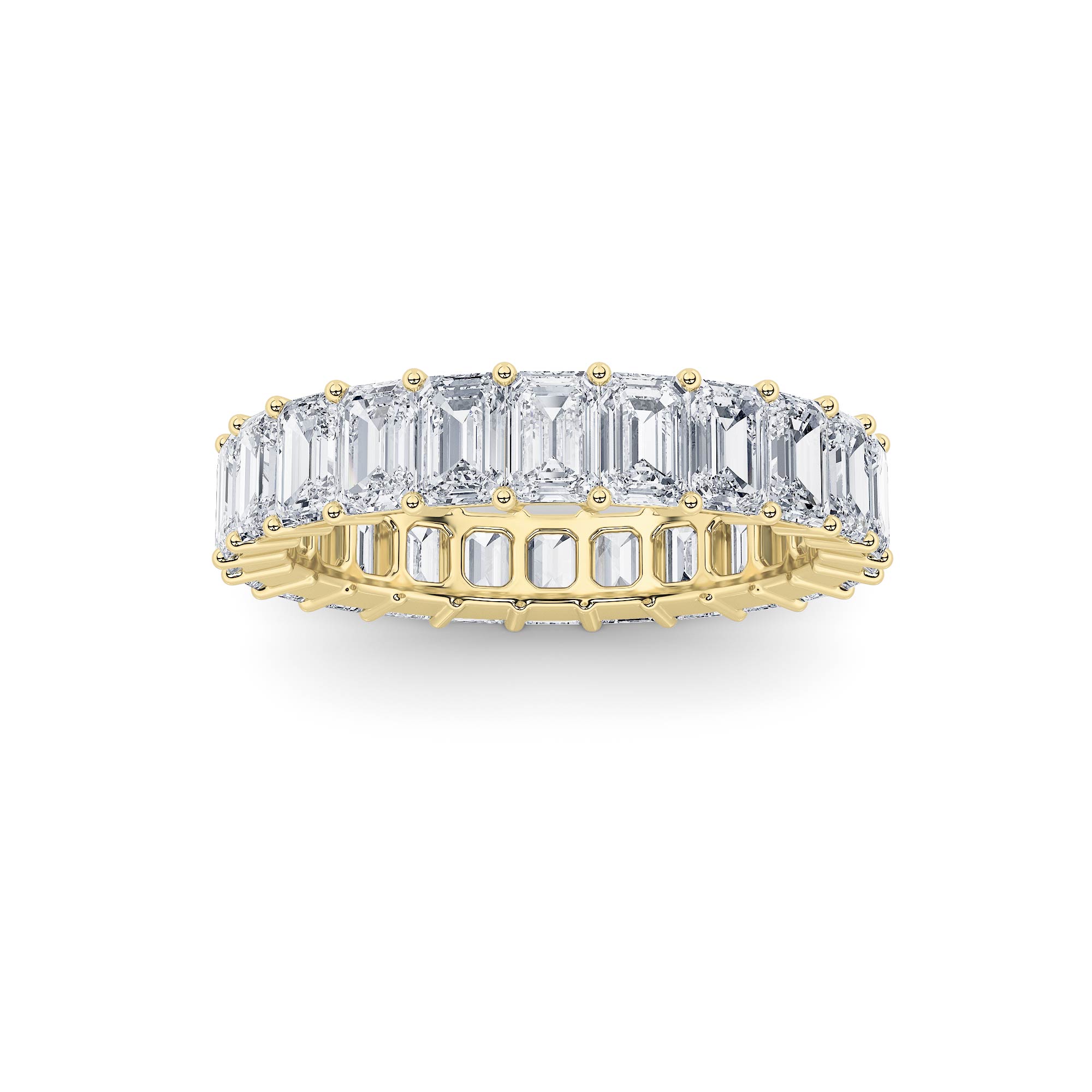 2.9Cttw Emerald Shaped Lab Grown Diamond ( F / VS ) Eternity Band set in 14K Yellow Gold