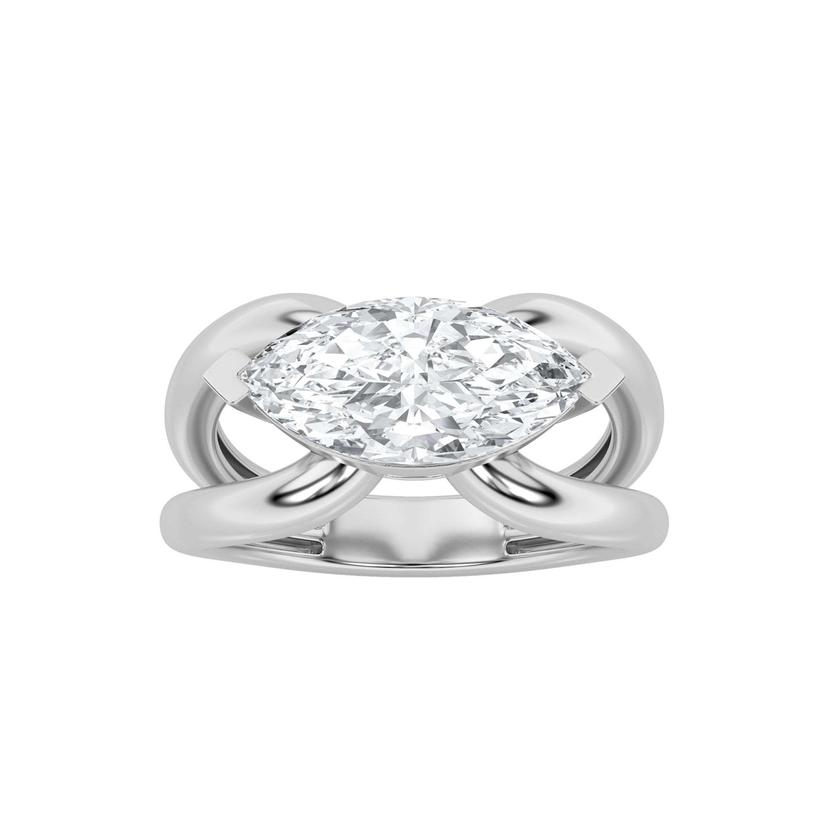 0.00 CT Marquise Diamond Ring in 14K White Gold / 14K Yellow Gold