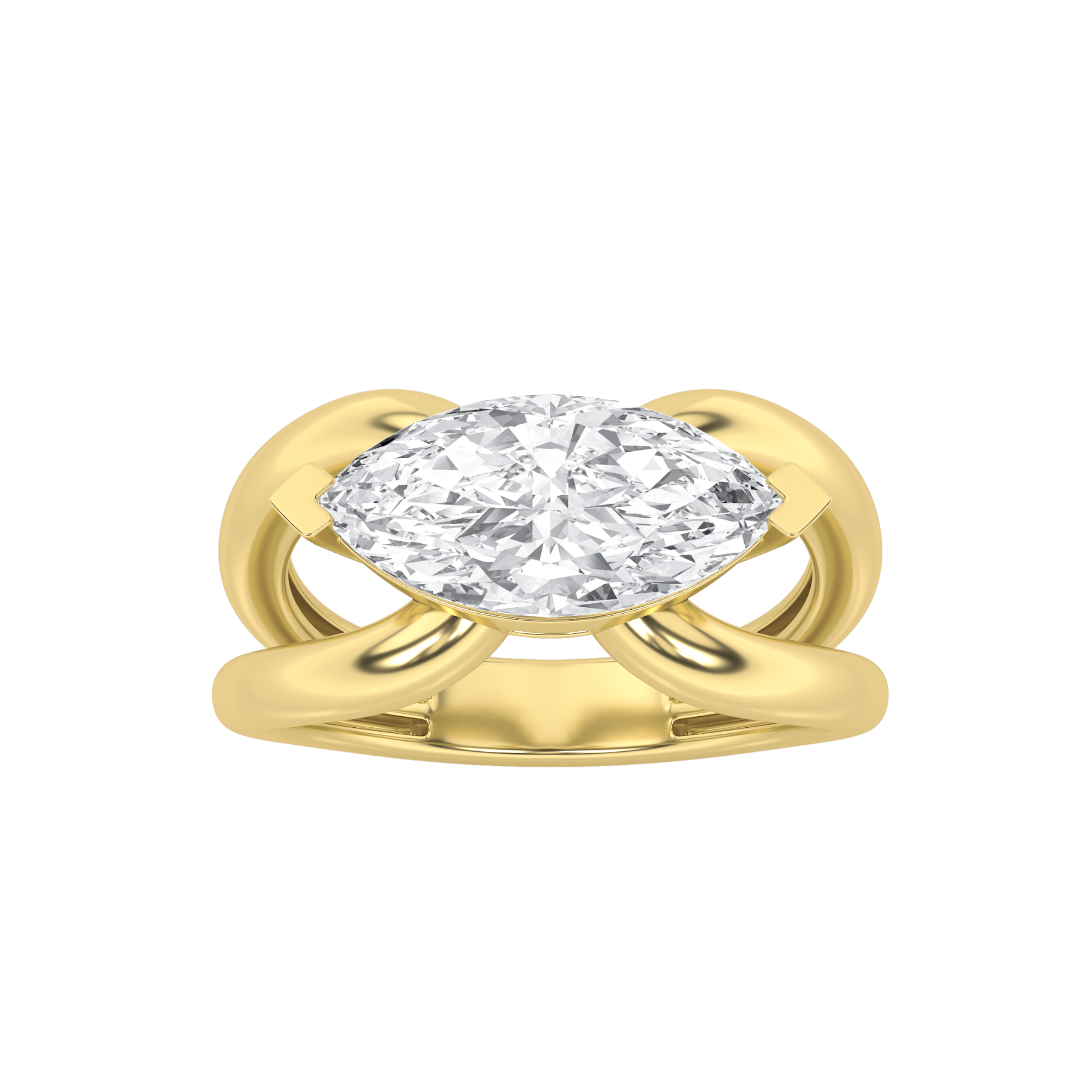 2.00 CT Marquise Diamond Ring in 14K Yellow Gold