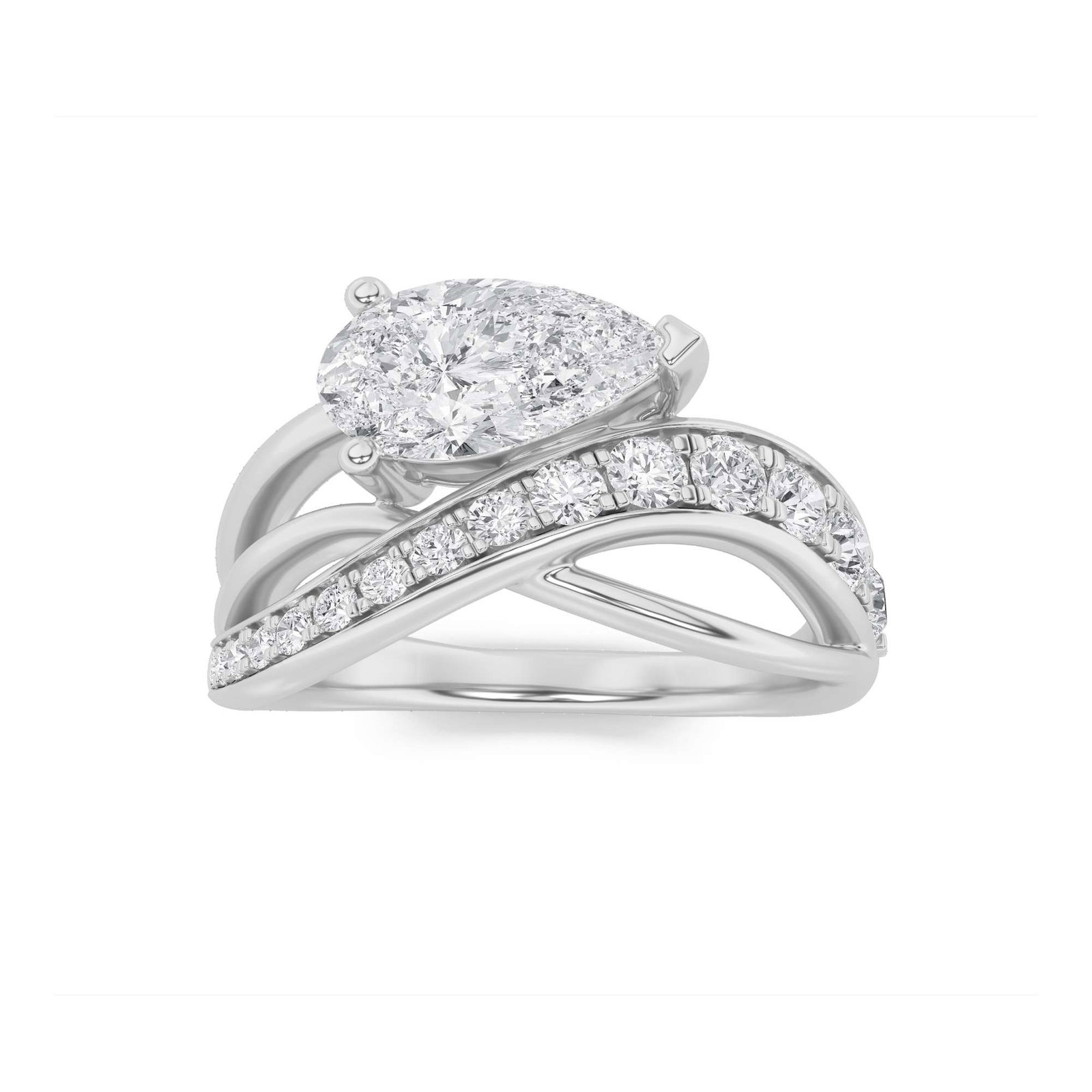 0.00 CT Pear Diamond Ring in 14K White Gold / 14K Yellow Gold