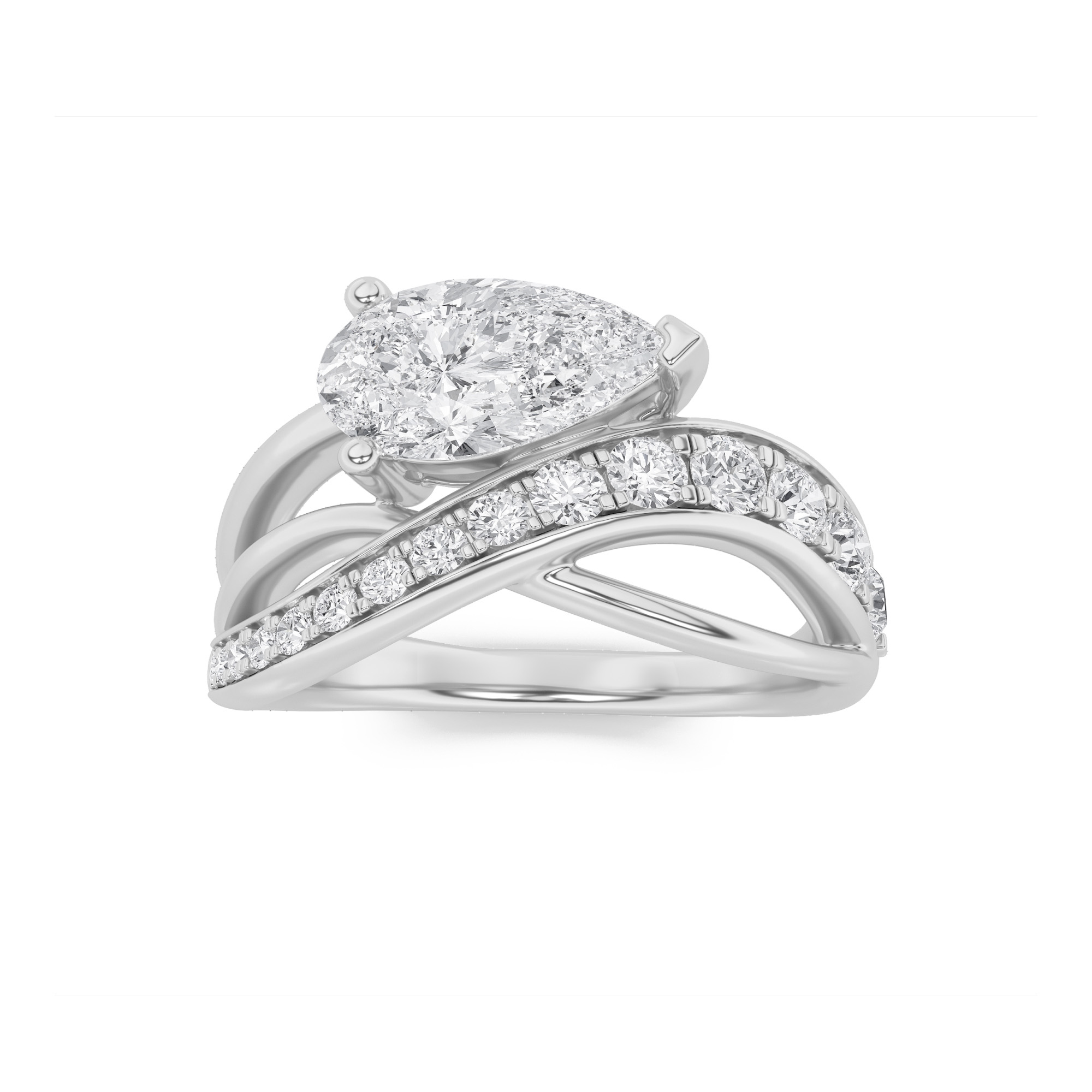 2.00 CT Pear Diamond Ring in 14K White Gold