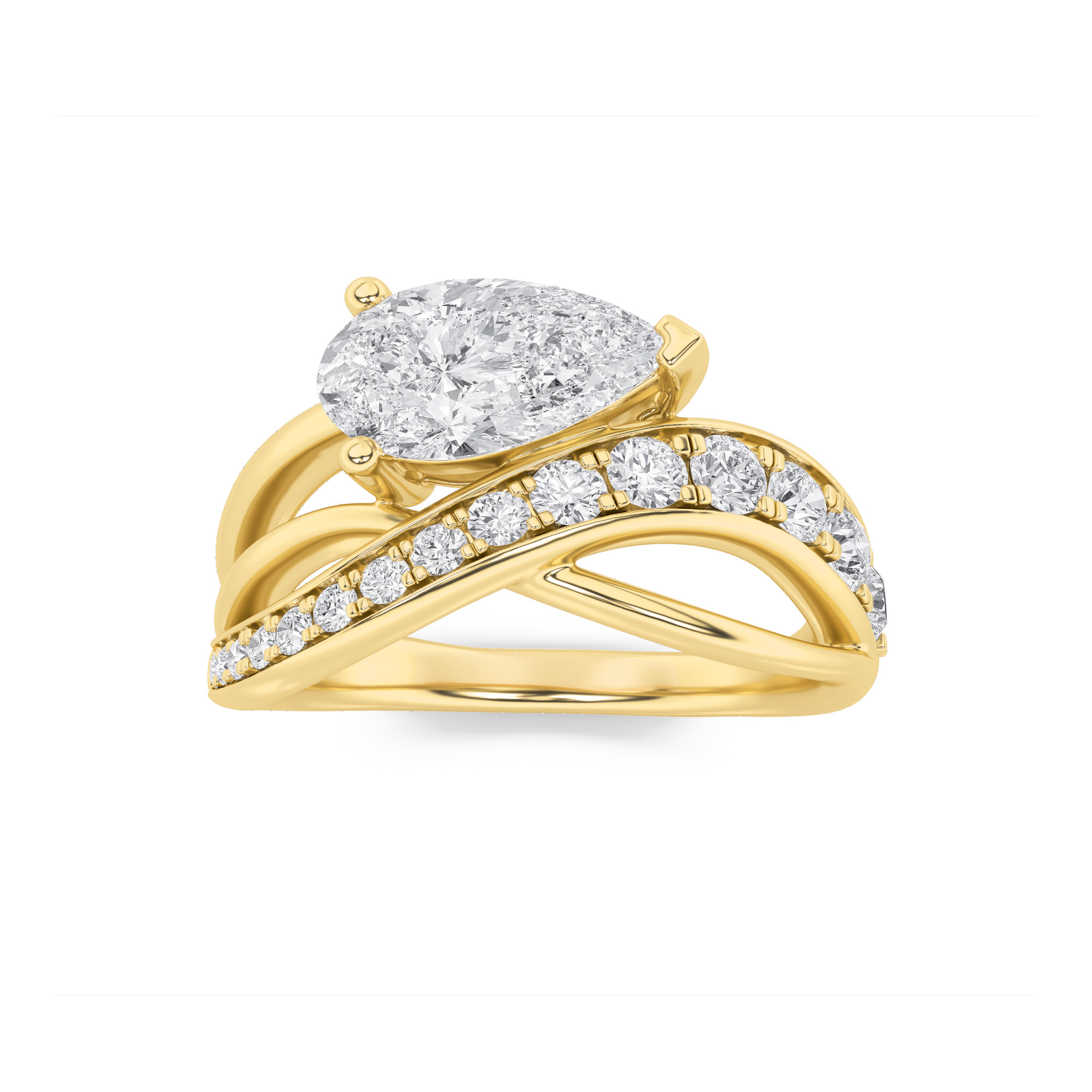 2.00 CT Pear Diamond Ring in 14K Yellow Gold