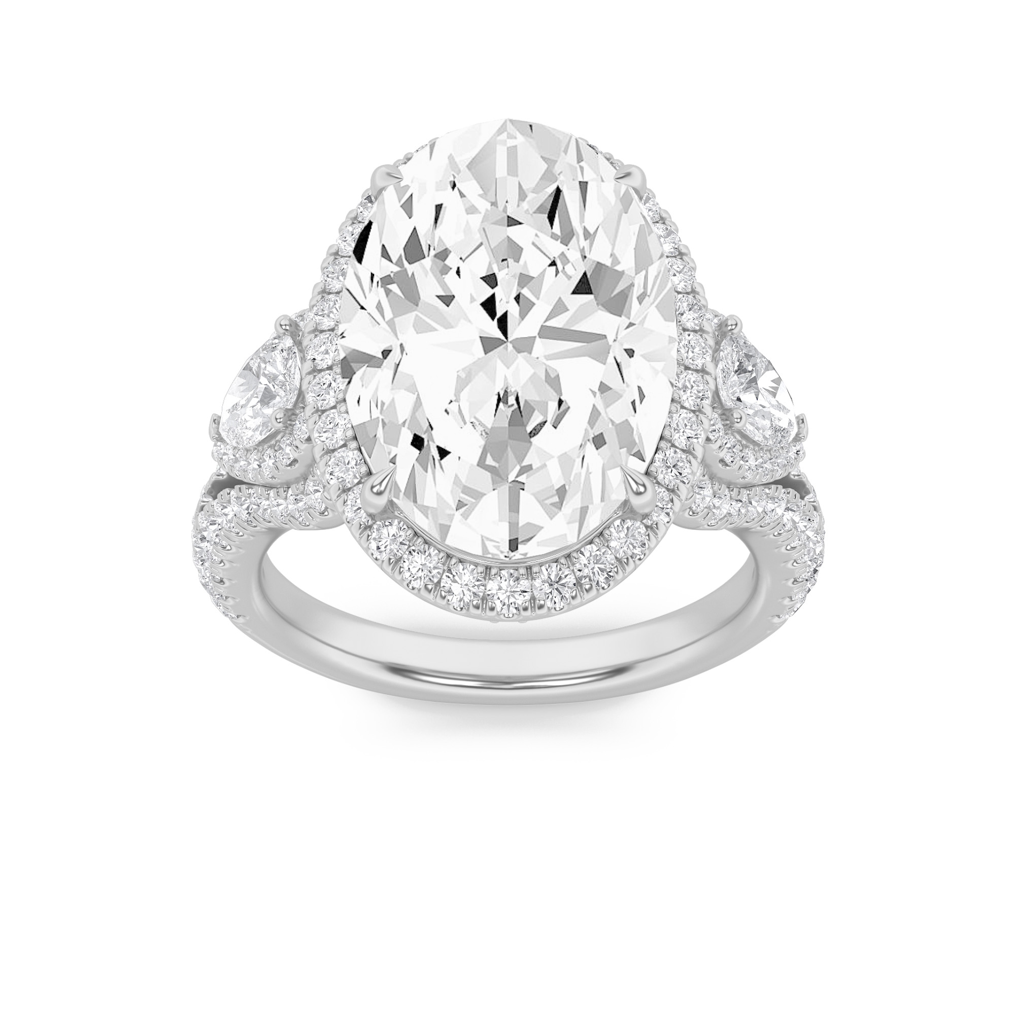 6.25 CT Oval Diamond Ring in 14K White Gold