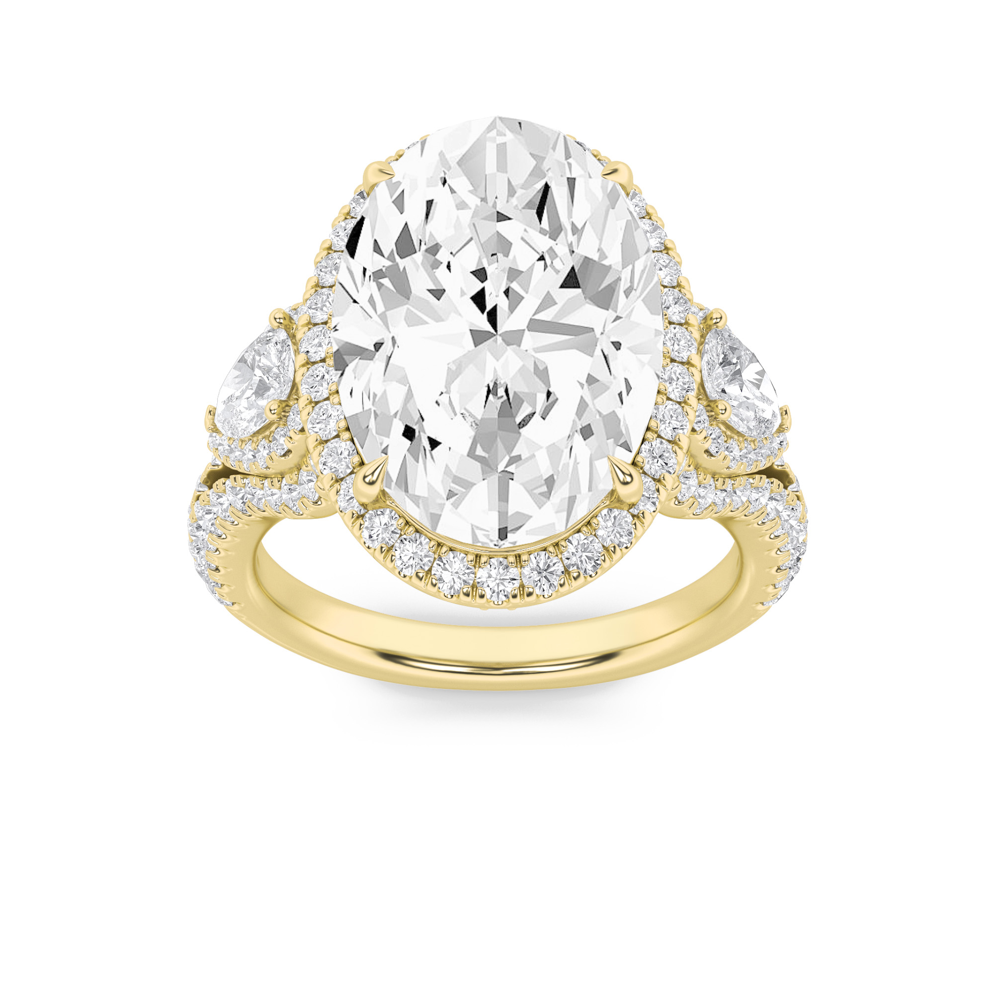 6.25 CT Oval Diamond Ring in 14K Yellow Gold