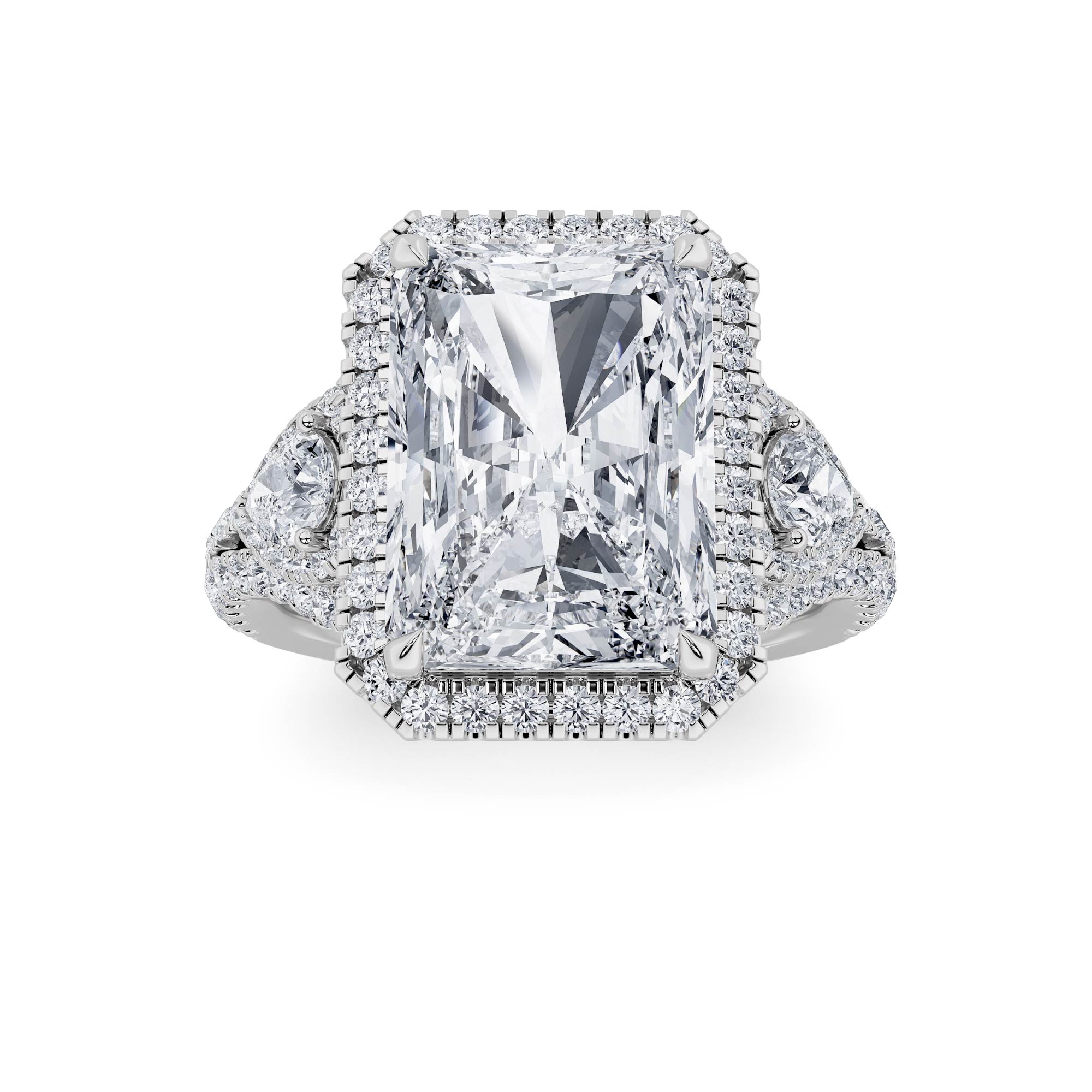 6.25 CT Radiant Diamond Ring in 14K White Gold