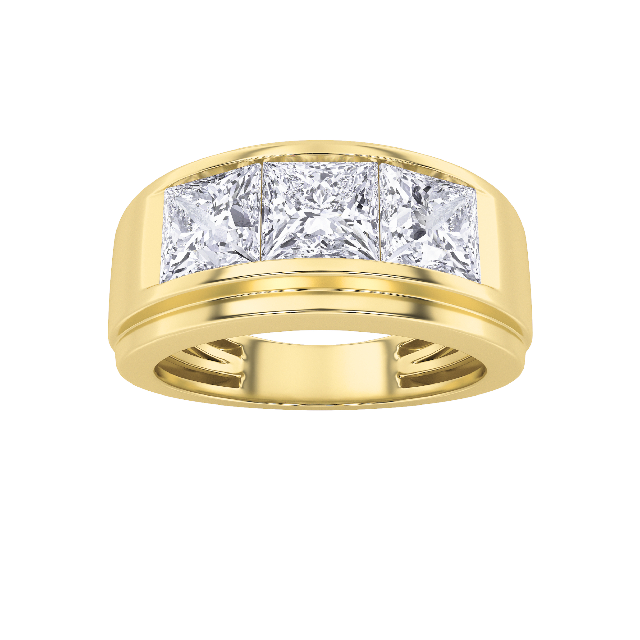 3.00 CT Princess Diamond Ring in 14K Yellow Gold