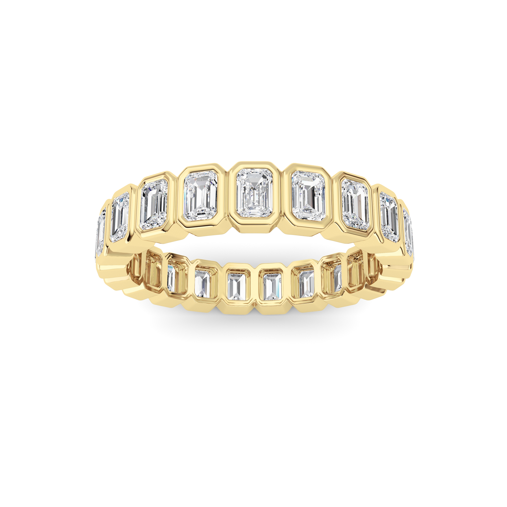2.6Cttw Emerald Shaped Lab Grown Diamond ( F / VS ) Eternity Band set in 14K Yellow Gold