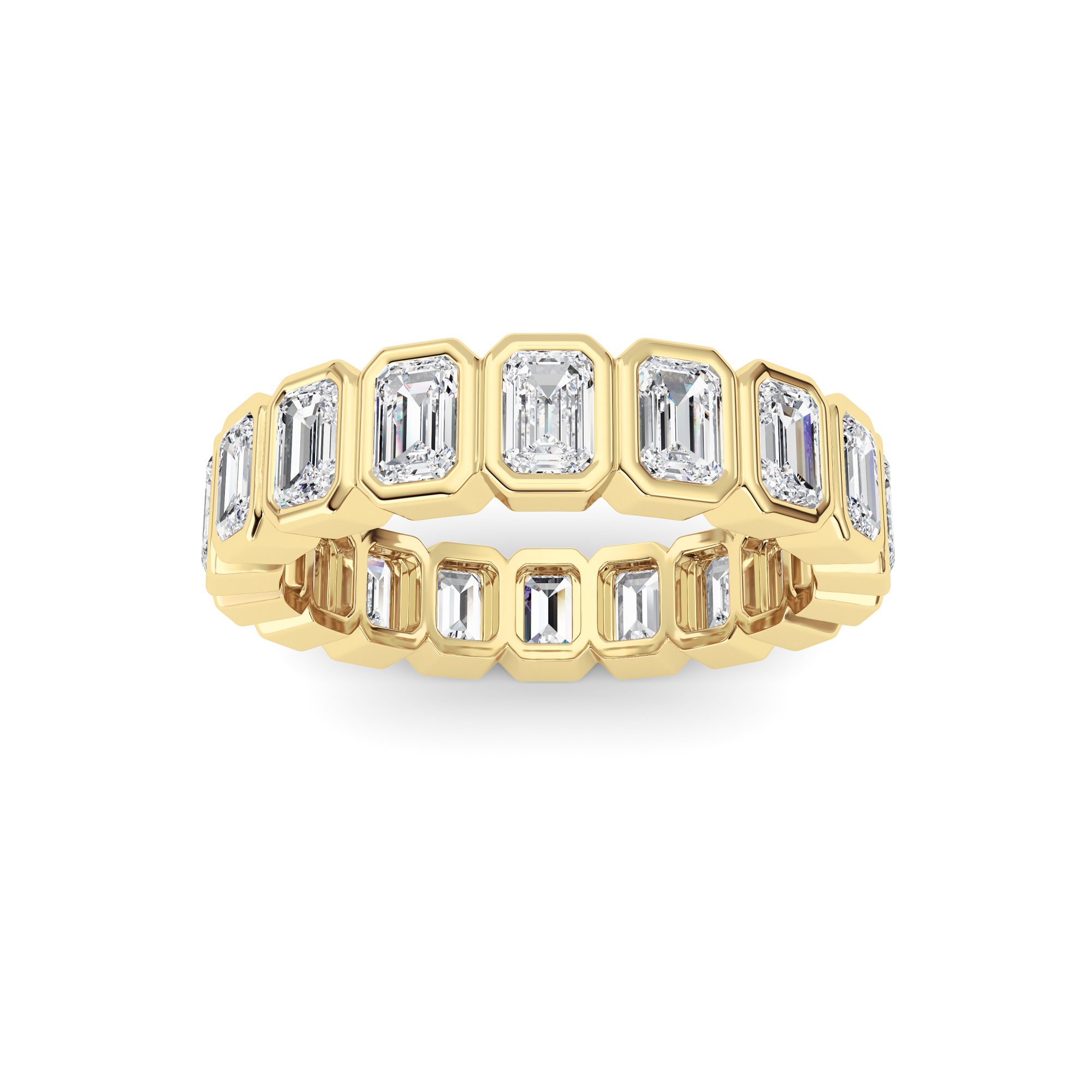 2.75Cttw Emerald Shaped Lab Grown Diamond ( F / VS ) Eternity Band set in 14K Yellow Gold