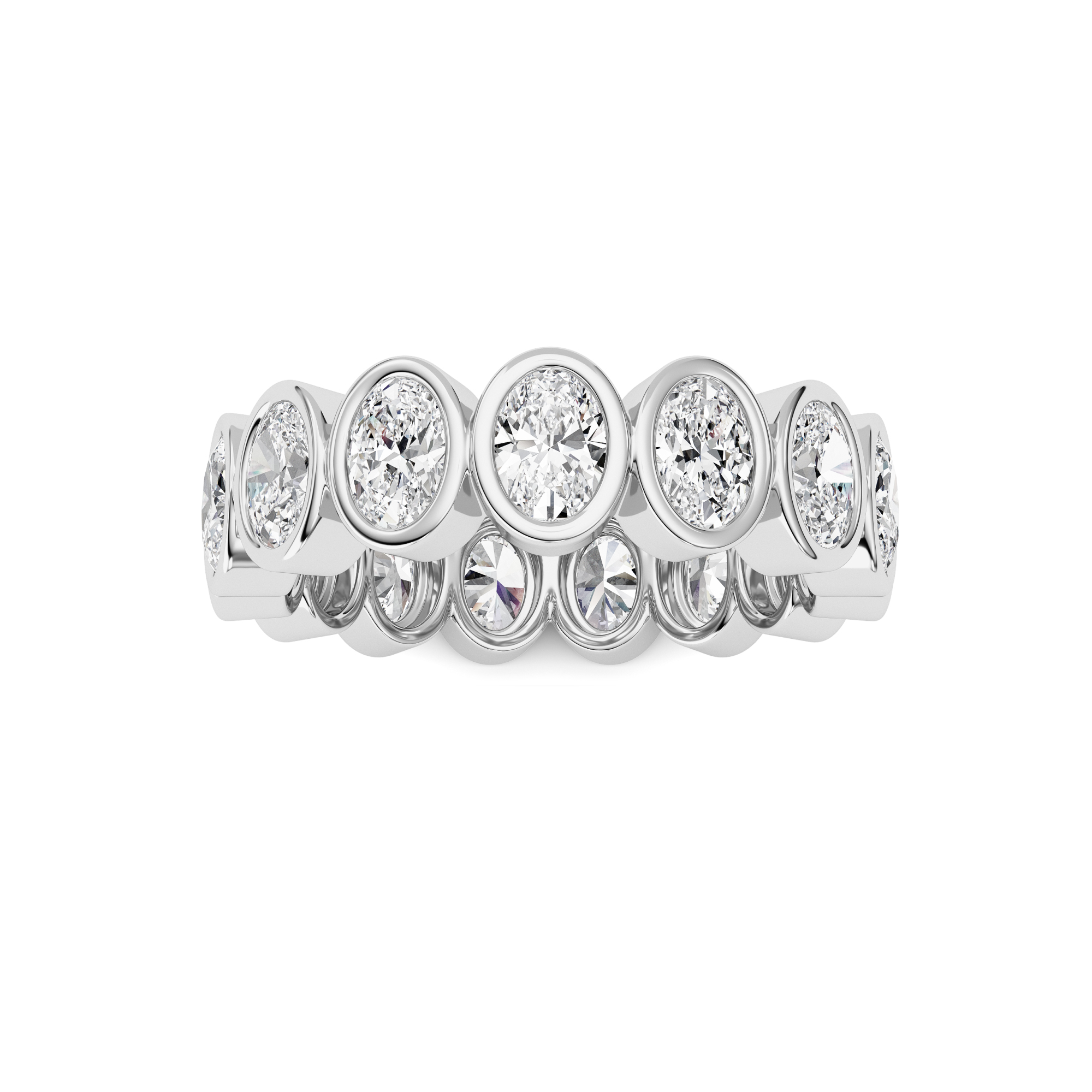 2.25Cttw Oval Shaped Lab Grown Diamond ( F / VS ) Eternity Band set in 14K White Gold