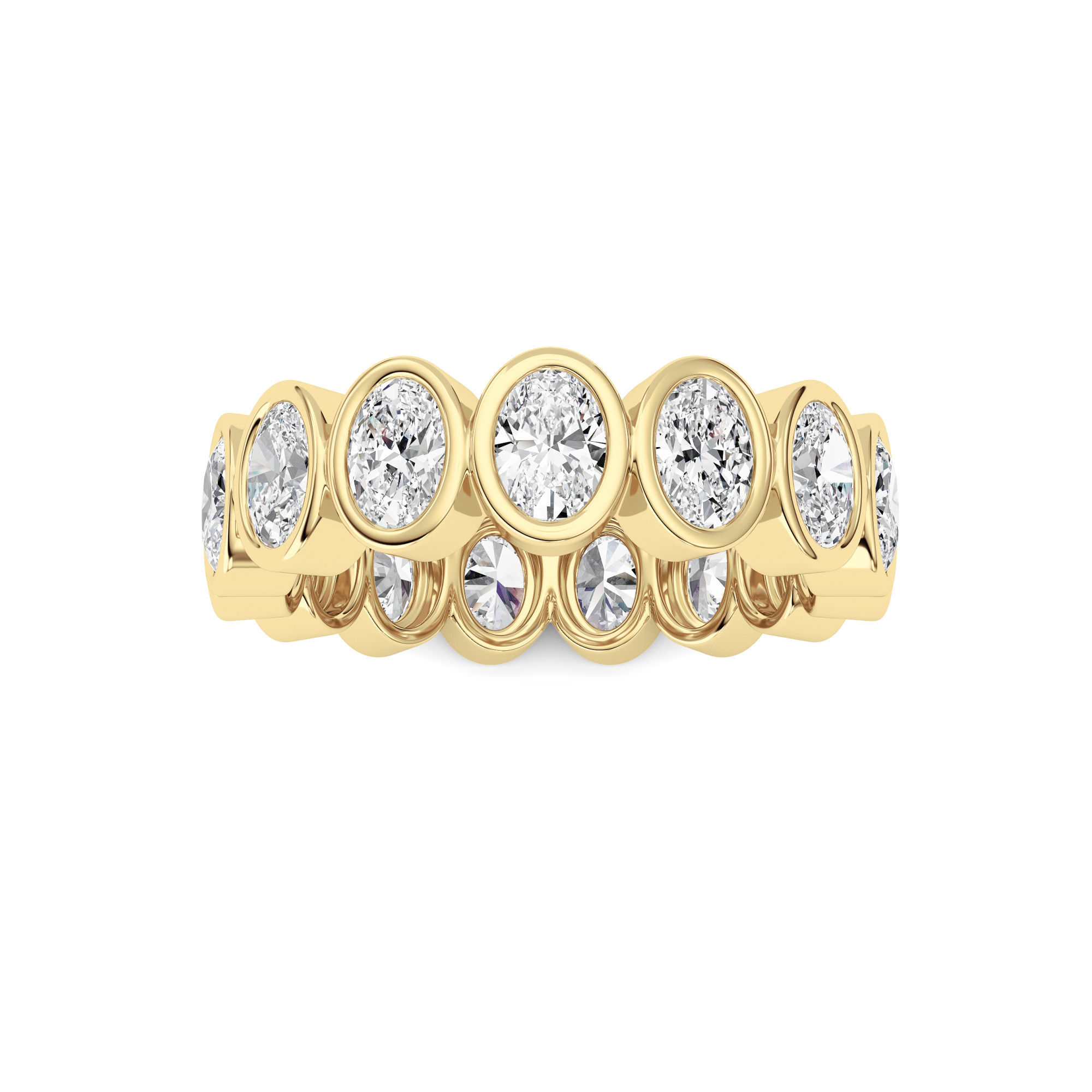 2.25Cttw Oval Shaped Lab Grown Diamond ( F / VS ) Eternity Band set in 14K Yellow Gold