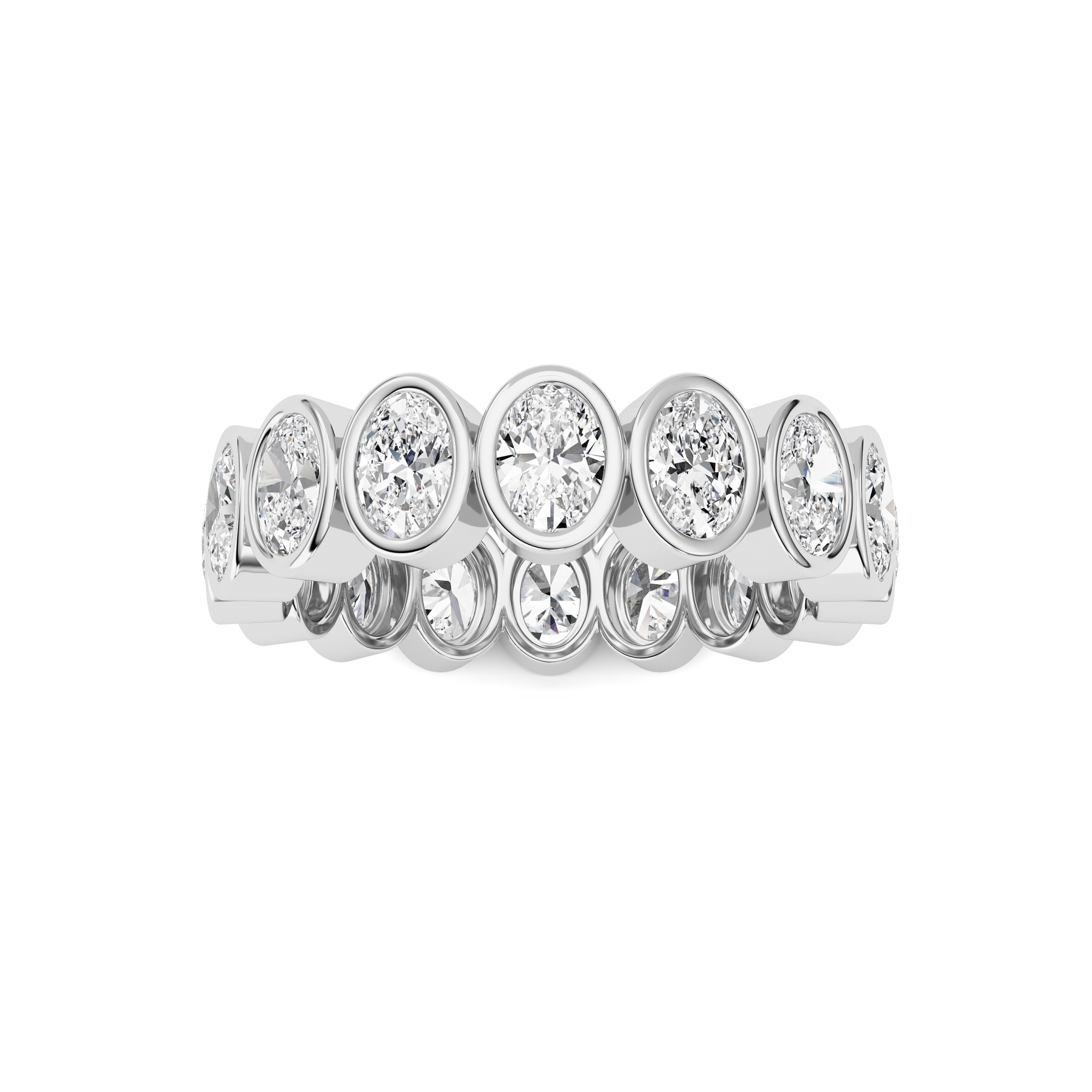 2.4Cttw Oval Shaped Lab Grown Diamond ( F / VS ) Eternity Band set in 14K White Gold