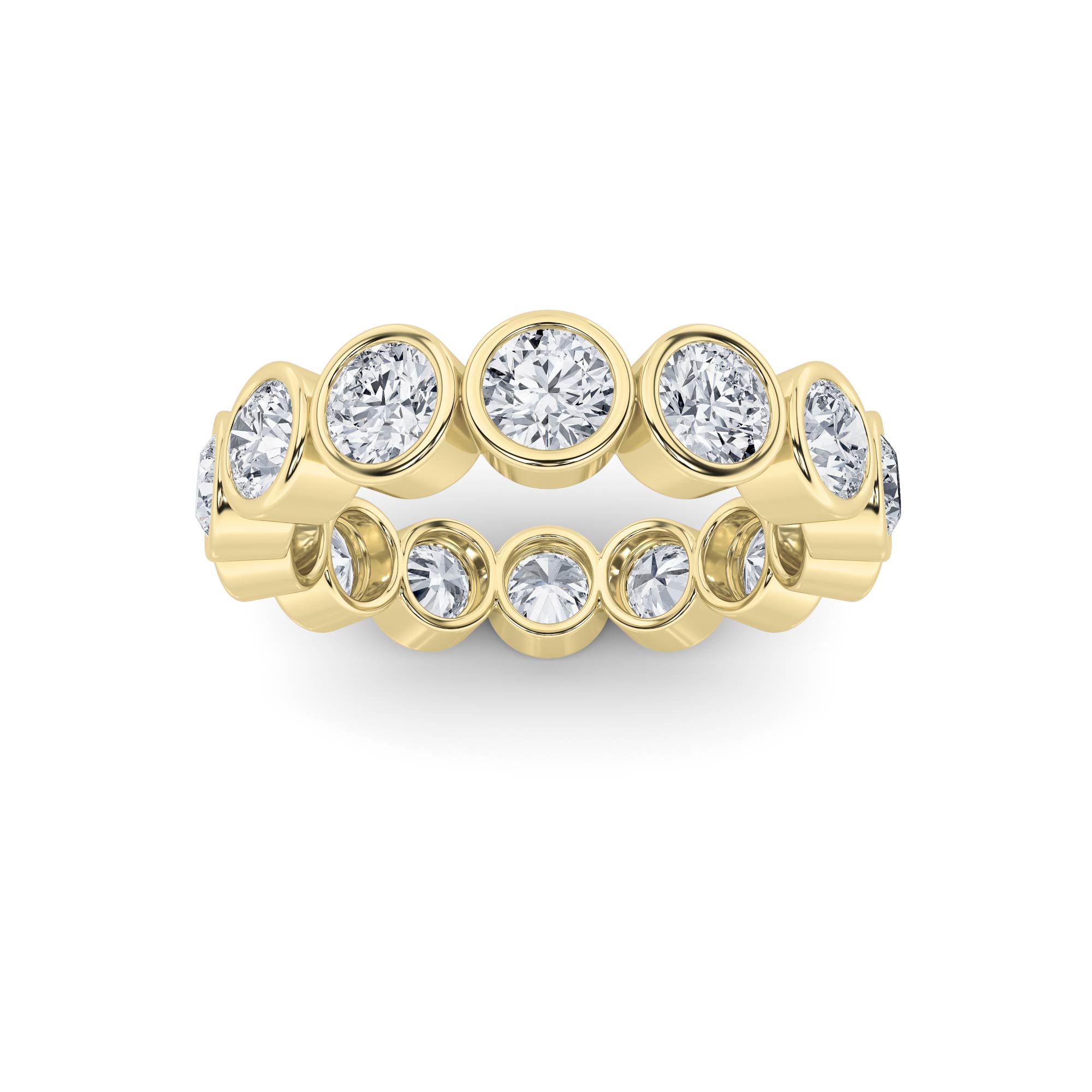 3Cttw Round Shaped Lab Grown Diamond ( F / VS ) Eternity Band set in 14K Yellow Gold