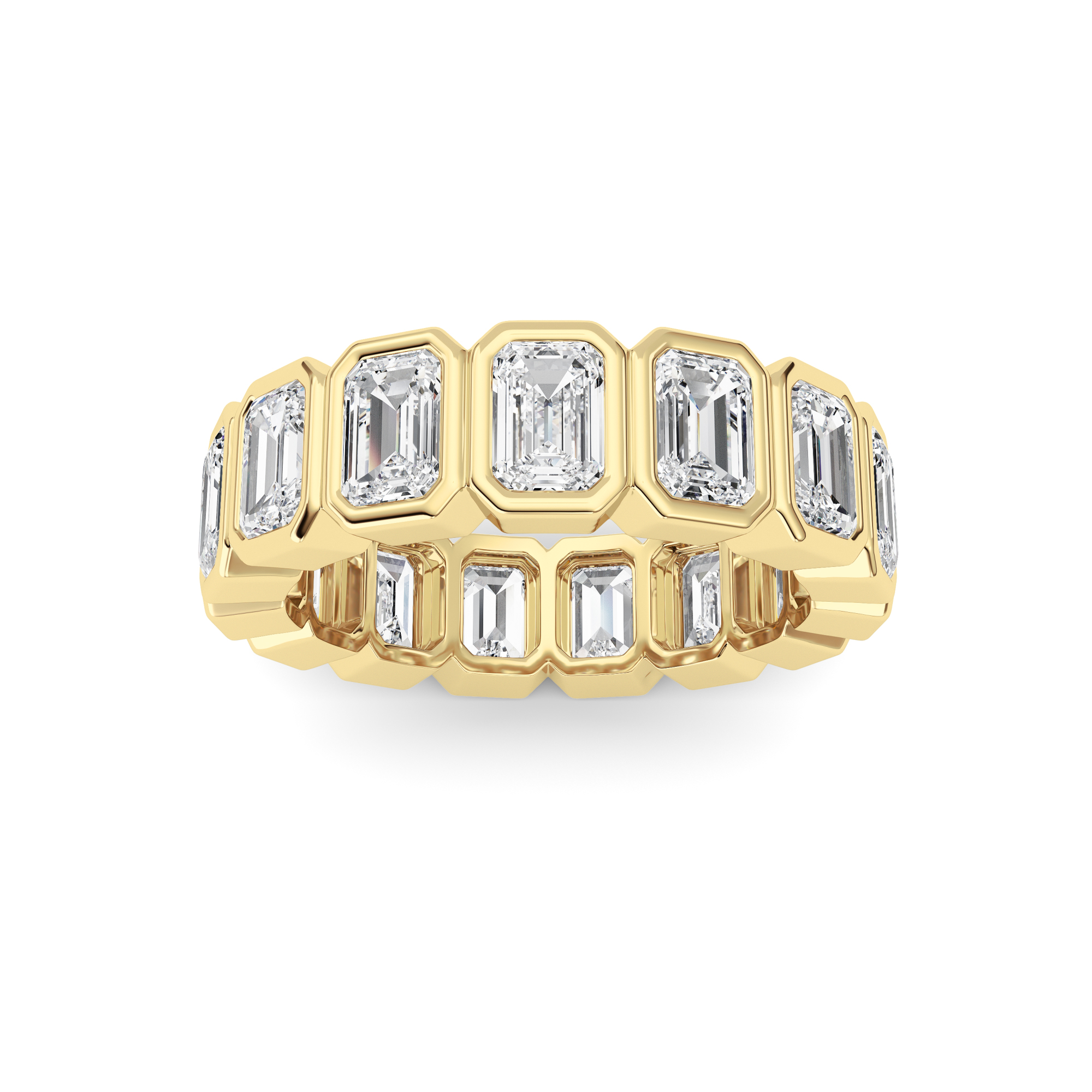 3.75Cttw Emerald Shaped Lab Grown Diamond ( F / VS ) Eternity Band set in 14K Yellow Gold