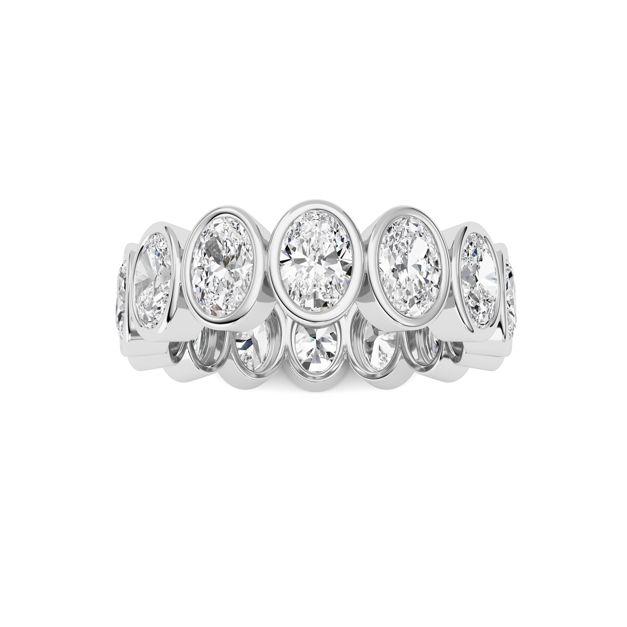 3.5Cttw Oval Shaped Lab Grown Diamond ( F / VS ) Eternity Band set in 14K White Gold