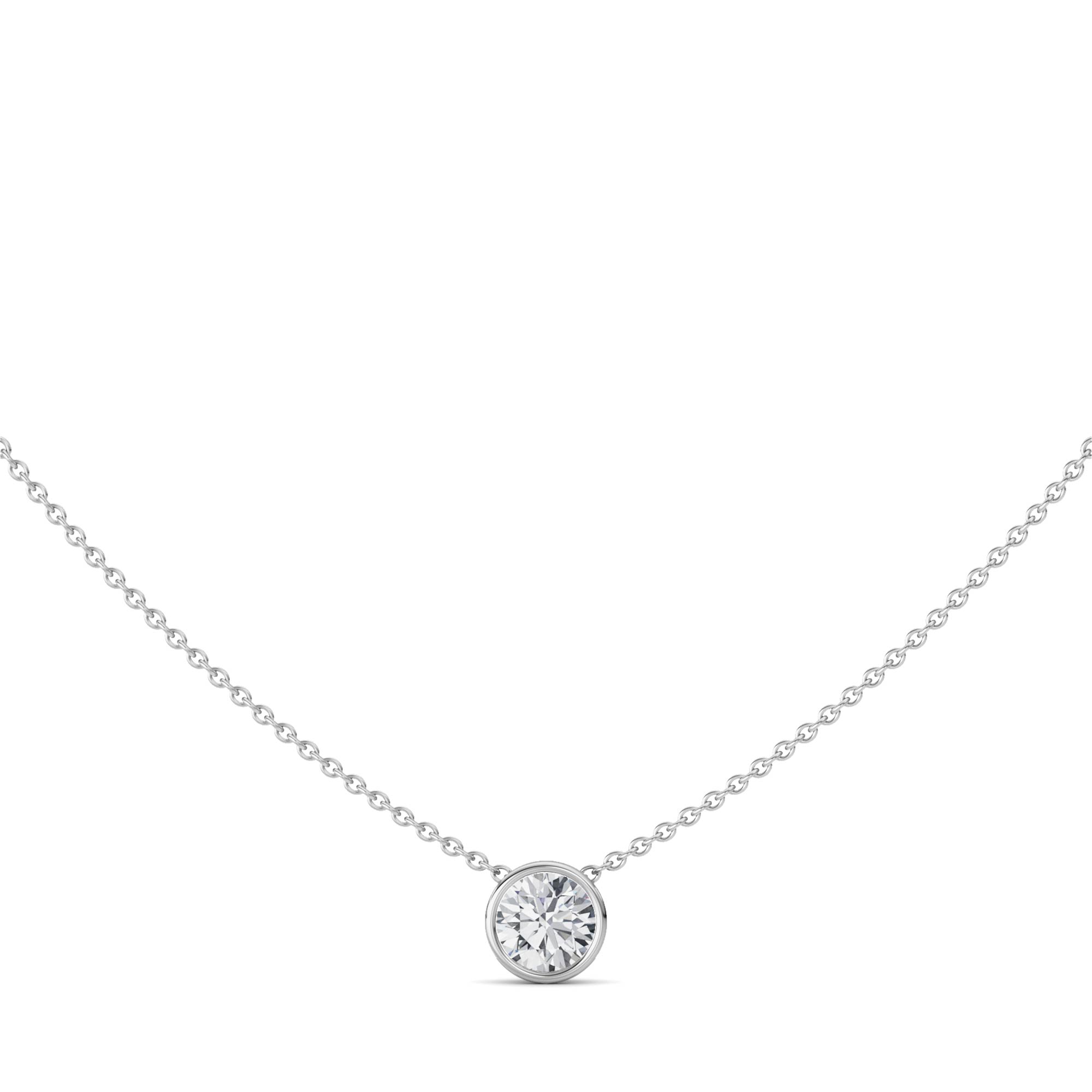 Vértice Callado, 1 ct round lab grown diamond necklace in 14K gold (front view)